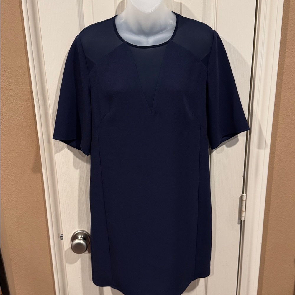 Whistles Navy Shift dress w/ Mesh Details. Sz 6
